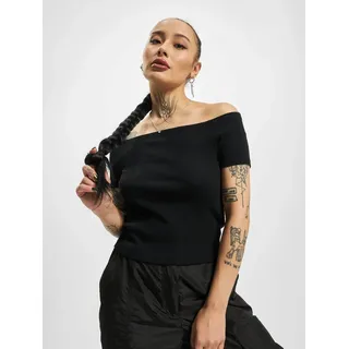 URBAN CLASSICS Ladies Off Shoulder Rib Tee Schwarz XL