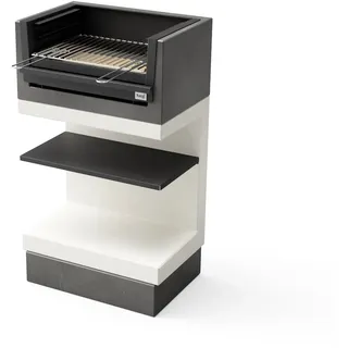 MAESTRO FERRETERO MF - Eingebauter Grill für Holz und Holzkohle, Modell KITAWAY MINI GRILL (Grau/Weiß - 63 x 41,5 x 110 cm) REF: T00979