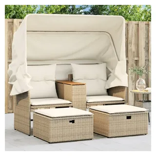 vidaXL Gartensofa 2-Sitzer Loungesofa beige