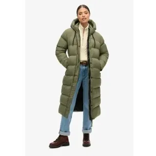 Superdry für Damen. W5011735A Lange wattierte Jacke Ripstop grün (S), Lässig, Recyceltes Polyester, Nachhaltig