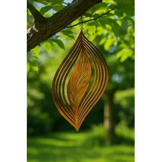 Der-Porzellan-Laden Windspiel Blätter aus Metall, 37 x 20 cm, Gartendeko Rost Deko für draußen, witterungsbeständiges Gartenwindspiel, windspiele für draußen hängend