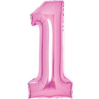 Magni Folienballon Zahl 1 medium 41x86cm pink