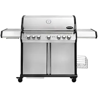SANTOS Gasgrill S-518 Pro Edelstahl - Premium Gasgrill 5 Brenner - 800°C Infrarot Seitenbrenner & Heckbrenner - Langlebiger BBQ Gas Grill mit optimaler Isolierung - Edelstahl Grillrost & Warmhalterost