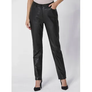 Lederhose CREATION L PREMIUM, Damen, Gr. 22, Kurzgrößen, schwarz, 100% Lammnappaleder, unifarben, lang, Hosen