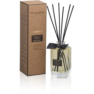 ATELIER REBUL VANILLA NOIR DUFTSTÄBCHEN (200ml) - Reichhaltiger Vanille-Raumduft - Elegante Duftstäbchen für ein angenehmes Raumklima, mit langanhaltendem Duft