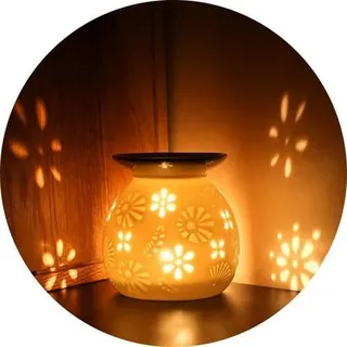 Aromalampe Teelichthalter Duftlampe Keramik Löffel Diffuser Typ2-weiß