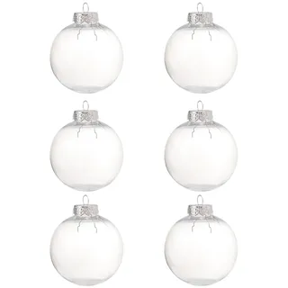 MOONDAME Runde Weihnachtskugel-Dekoration, abnehmbare Kappe, leerer Baumschmuck, Anhänger, befüllbar, Heimdekorationen, 6 Stück