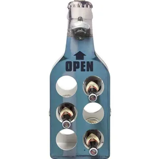 Flaschenhalter Bierflasche blau Flaschenregal Regal Bierregal Holz  KARE Design