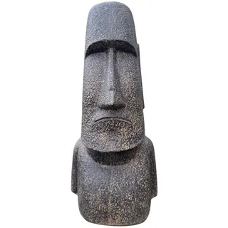 Moai Skulptur ca. 120 cm Rapa-Nui Statue aus Lavasand Stein Osterinsel-Figur Garten Deko Kopf Grau