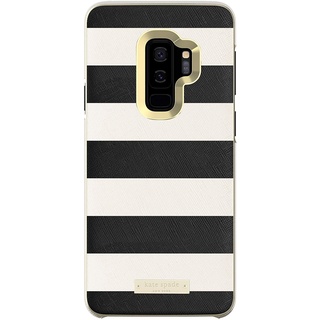 Kate Spade New York Wrap Case Schutzhülle für Samsung Galaxy S9, Saffiano Schwarz/Weiß gestreift/Gold-Logo