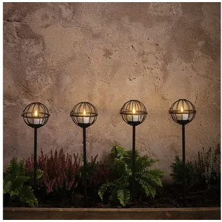 Lights4fun LED Gartenleuchte 4er Set Outdoor TruGlow® Solar-Teelichter mit Erdspieß