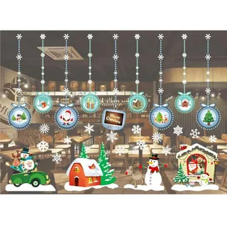 Cover-Discount, Weihnachtsdeko, Fenster Sticker Tattoo Christmas Winterlandschaft farbig