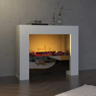 muenkel design bridge L [moderner Opti-myst Design Elektrokamin]: weiß (warm) - Mit Heizung - Schwarz, matt