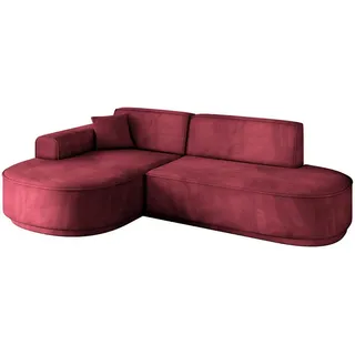 altdecor Ecksofa Samt 3-Sitzer Bordeauxrot