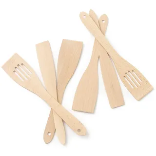 6-tlg Pfannenwender Set Holz Buche (6x Pfannenwender 30cm Länge)