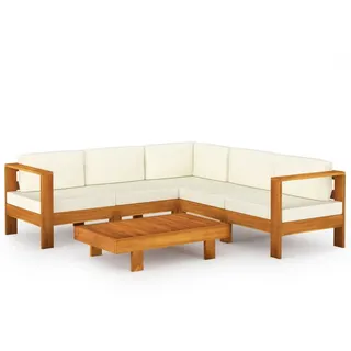 vidaXL 6-tlg Garten-Lounge-Set mit Creme Auflagen Massivholz Akazie
