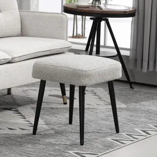 Homcom Hocker mit Kaschmir-Optik Kunststoff 42 x 44 x 42 cm Hellgrau