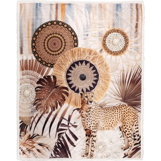 Plaid HIP "Raeni" Wohndecken Gr. B/L: 130 cm x 160 cm, beige (sand, natur, taupe) Plaids mit Mandalas, Kuscheldecke