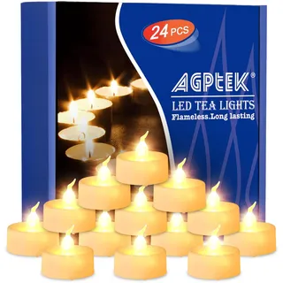 LED Kerzen 24 Stück flackernde flammenlose Teelichter batteriebetriebende Kerze mit Timer 6 Stunden ein 18 Stunden aus, warmweiß
