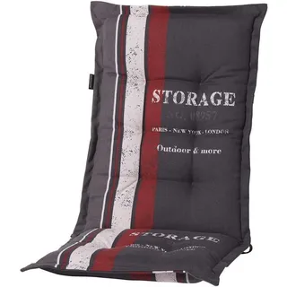 Madison Hochlehnerauflage G 148 Storage Red Gartenstuhl Auflagen, (1 St., 1 Auflage), für Hochlehner-Stühle UV-beständig inkl. Bindebänder und Halteband grau