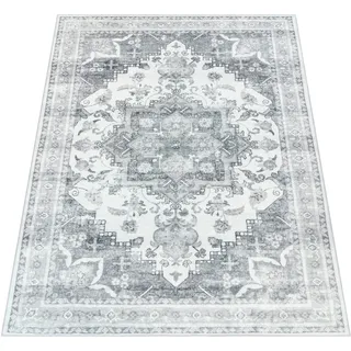 Paco Home Teppich Wohnzimmer Kurzflor rutschfest Weich Orientalisch Bordüre Ornament, 60x100 cm, Grau 3