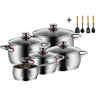 WMF Topfset Quality One - RVS - 5-teilig - Inklusive GRATIS Cookinglife Kochgeschirr Set - Kochtopf ø 16, 20, 20 und 24 cm sowie Stielkasserolle ... - Silber