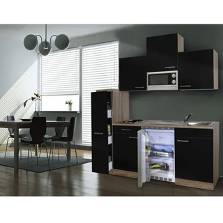 RESPEKTA Singleküche »KB180ESGMI«, mit E-Geräten, Gesamtbreite: 180 cm - schwarz