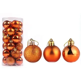 Weihnachtskugeln 24 teilig Christbaumkugeln Set Weihnachtsbaumschmuck Christbaumschmuck Flitter Weihnachtsbaum Dekoration Weihnachtsdeko hängende Hausdeko Christmas Xmas Party (Orange, 30mm)