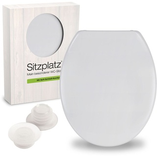SITZPLATZ® Antibakterieller WC-Sitz mit Absenkautomatik Siena | Toilettensitz Manhattan-Grau | Duroplast | Metallscharnier | Fast-Fix | O-Form | 2...