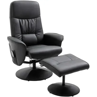 Relaxsessel Massagesessel mit Liegefunktion Fußhocker Stauraum TV-Sessel Schwarz