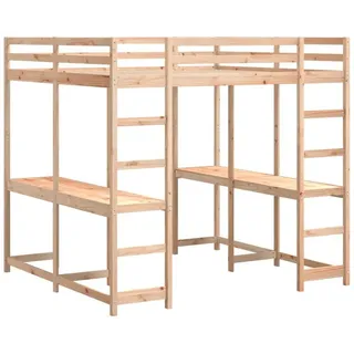 vidaXL Hochbett mit Schreibtisch & Leiter 140x200 cm Massivholz Kiefer