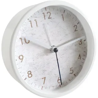 Wall-Art Tischuhr Modern mit Weckfunktion Ø 11 cm Weiß