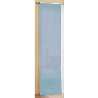 Gardinenbox Flächenvorhang Schiebegardine Voile Uni transparent mit Paneelwagen und Beschwerungsstange, 245x45, Blau, 80600