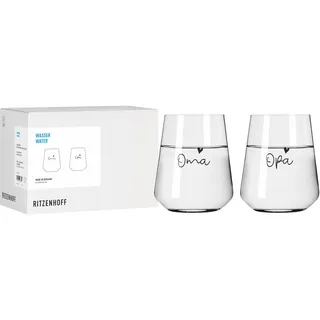 RITZENHOFF 8174002 Wasserglas 500 ml, 2er Set – Sprüche – liebevoll gestaltetes Gläser-Set „Oma & Opa“ – Made in Germany