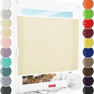Schuette® Plissee ohne Bohren ● Premium Kollektion: Sahara's Sand ● 125x150cm (Breite x Höhe) ● Suprafix Faltrollo Klemmfix 2.0 Rollo ● 60 Sekunden Plisseerollo Montage inkl. Video