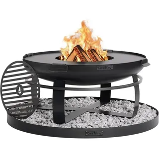 SET: Feuerschale „VIKING“ 80 cm inkl. Randdeckel, Grillplatte und Rost