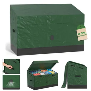 LZQ Auflagenbox Gartenbox 530L Wasserdicht Kissenbox Klicksystem Outdoor Aufbewahrungsbox Gartentruhe mit Deckel & Haltegriffen, Gerätekiste für Balkon Terrasse Garten Möbelbox Groß Stauraum Grün