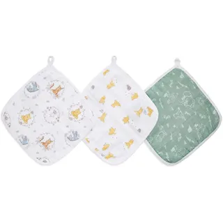 Aden + Anais Winnie The Pooh Waschlappen - Pack von 3 | Disney Baby | 100% Baumwoll Musselin, Bath & Flanell für Babys | Mickey Mouse Unisex Baby Geschenkset | Waschen Sie für Neugeborene