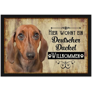 PR Print Royal Fußmatte Haustiere mit Hundebild Deutscher Dackel - Geschenkidee für Hundefreunde und Hundebesitzer - Größe 75 x 50 cm