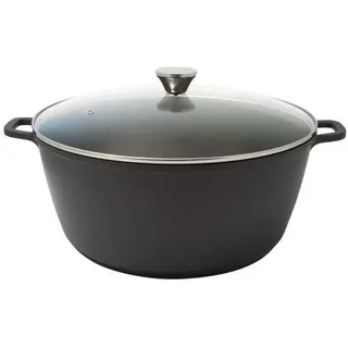 Baumalu - hoher Schmortopf - Ø36 cm -13,4L - Aluguss - Glasdeckel | Antihaftbeschichtung Whitford Xylan Plus, alle Herdarten inkl. Induktion, Glasdeckel mit Edelstahlknopf, großes Volumen