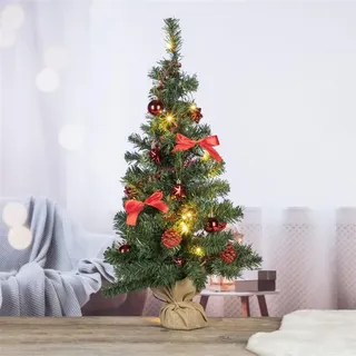 Bambelaa! Weihnachtsbaum Künstlich Mit Beleuchtung Geschmückt Rot 75 cm