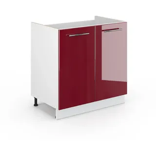 Vicco Spülenschrank Fame-Line 80 x 51,5 x 81,5 cm Bordeaux Hochglanz