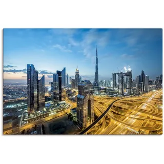 Wandbild ARTLAND "Dubai" Bilder Gr. B/H: 90 cm x 60 cm, Leinwandbild Bilder von Asien Querformat, 1 St., blau Kunstdrucke als Leinwandbild, Poster in verschied. Größen