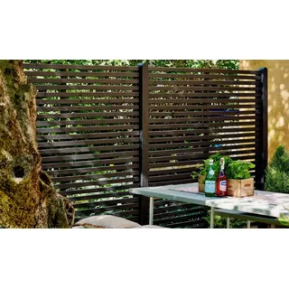 Rankgitter Tokyo - Schwarz - 180 x 140 cm - Sichtschutz aus Kiefer / Fichte – Rankgerüst in waagerechter Optik – Zaun für Garten und Terrasse