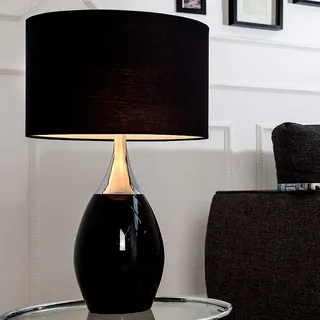 Moderne Tischlampe CARLA Schwarz 60 cm Tischleuchte Leuchte Nachttischlampe E27