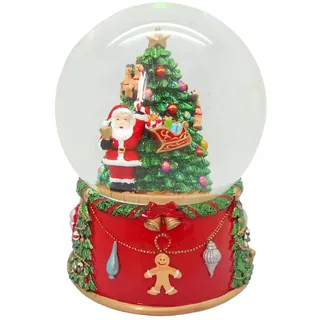 Musicboxworld Spieluhr Schneekugel Weihnachtsmann vor einem Weihnachtsbaum
