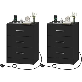 Woltu Nachtschrank 2-teilig 39 x 39 x 54 cm Schwarz