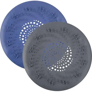 Duschhaarfilter, 2-teilig, Silikon-Spülbeckenfilter mit Saugnäpfen, Haarfänger, Haarfänger, Dusch- und Küchenabflussabdeckungen für Küche, B... - Blau/Schwarz