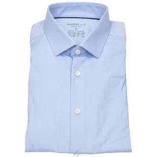 MARVELIS Businesshemd Body Fit stark tailliert bügelfrei Kentkragen blau 44