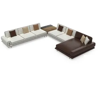 JVmoebel Ecksofa Elegante Wohnlandschaft Relax U-Form aus Kunstleder und Holz, 1 Teile, Made in Europa weiß
